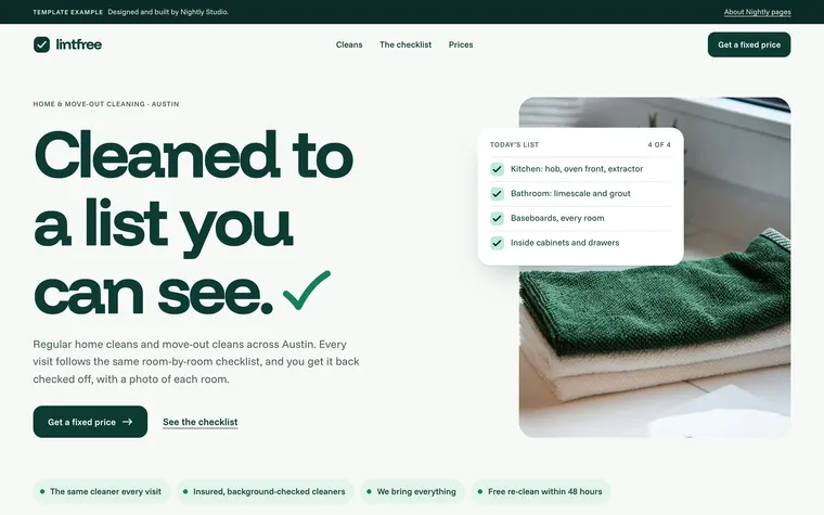 Lintfree, a template example for cleaning, on a computer